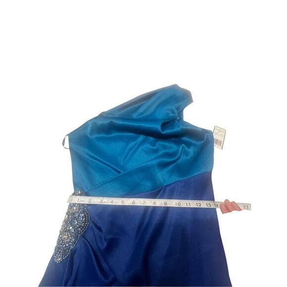 Jessica Howard  Evening One Shoulder/appliqué Dress Sz 8 Blues NWT - Picture 7 of 8